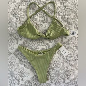 RVCA Second Life Bikini Skimpy French Bottoms Knotted Crossback Top XS/S